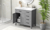 36" Bathroom Vanity with Sink Combo, Bathroom Cabinet with Drawers, Solid Frame and MDF Board, Grey (Old Sku:JL000007AAE)