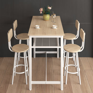 5-Piece Kitchen Counter Height Table Set, Bar Table with 4 Chairs