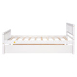 Twin Bed with Trundle, Platform Bed Frame with Headboard and Footboard, for Bedroom Small Living Space,No Box Spring Needed,Grey