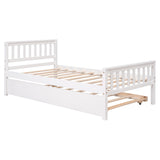 Twin Bed with Trundle, Platform Bed Frame with Headboard and Footboard, for Bedroom Small Living Space,No Box Spring Needed,Grey