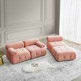 Modular Sectional Sofa, Button Tufted Designed and DIY Combination,L Shaped Couch with Reversible Ottoman, Green Velvet