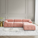 Modular Sectional Sofa, Button Tufted Designed and DIY Combination,L Shaped Couch with Reversible Ottoman, Green Velvet