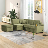84.75" Sleeper Sofa Bed,2 in 1 Pull Out sofa bed L Shape Couch with Storage Ottoman for Living Room,Bedroom Couch and Small Apartment, Beige