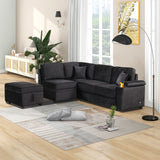 84.75" Sleeper Sofa Bed,2 in 1 Pull Out sofa bed L Shape Couch with Storage Ottoman for Living Room,Bedroom Couch and Small Apartment, Beige