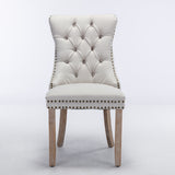 Nikki Collection Modern, High-end Tufted Solid Wood Contemporary Flax Upholstered Dining Chair with Wood Legs Nailhead Trim 2-Pcs Set,Gray, SW6801BG