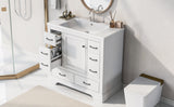 36" Bathroom Vanity with Sink Combo, Six Drawers, Multi-Functional Drawer Divider, Adjustable Shelf, White (Old Sku:SY999808AAK)