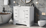 36" Bathroom Vanity with Sink Combo, Six Drawers, Multi-Functional Drawer Divider, Adjustable Shelf, White (Old Sku:SY999808AAK)