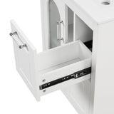 24" Bathroom Vanity with Sink, Bathroom Vanity Cabinet with Two Drawers and Door, Adjustable Shelf, Solid Wood and MDF, Grey (Old Sku:WF309411AAE)