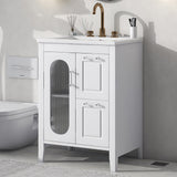 24" Bathroom Vanity with Sink, Bathroom Vanity Cabinet with Two Drawers and Door, Adjustable Shelf, Solid Wood and MDF, Grey (Old Sku:WF309411AAE)