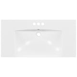 [Sink Only] 36x18" Rectangular 3 Hole Bathroom Resin Sink, Vanity Top Sink Only, Fits 4" Center Faucet, White (Faucet and cabinet not included)