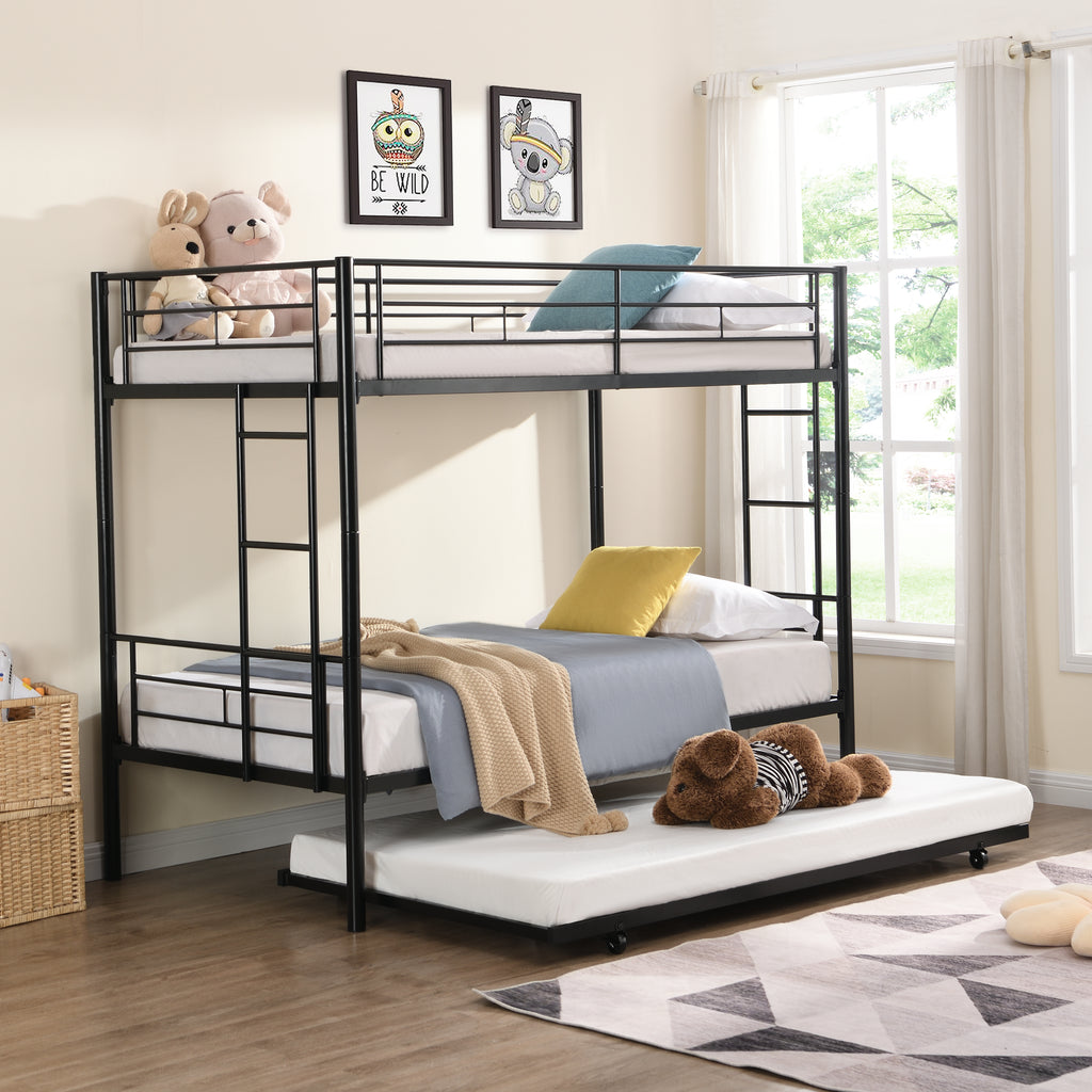 Twin Over Twin  Metal  Bunk Bed with trundle  Black