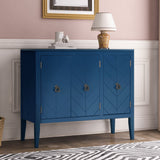 U_STYLE Adjustable Shelf Storage Sideboard with 3 Retro Metal Handles and 4 Pinewood Legs, for Entryway, Living Room, Study Room, Dining Room