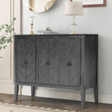 U_STYLE Adjustable Shelf Storage Sideboard with 3 Retro Metal Handles and 4 Pinewood Legs, for Entryway, Living Room, Study Room, Dining Room
