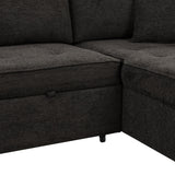 104.5" Modern L-Shape 3 Seat Reversible Sectional Couch, Pull Out Sleeper Sofa with Storage Chaise and 2 Stools for Living Room Furniture Set,Knox Charcoal (old sku:SG000431AAA)