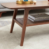Center Table Low Table 100% Solid Oak Wood Top Plate Desk Coffee Table Width 80 x Depth 50 x Height 44 cm Study Desk Work From Home Easy To Assemble Walnut Color Wood With Storage Shelf