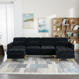 110.6" L-Shape Convertible Sectional Sofa Couch with Movable Ottoman for Living Room, Apartment, Office(Old SKU:SG000970ABB), Black