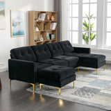110.6" L-Shape Convertible Sectional Sofa Couch with Movable Ottoman for Living Room, Apartment, Office(Old SKU:SG000970ABB), Black