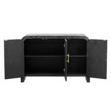 TREXM Retro Minimalist Curved Sideboard with Gold Handles and Adjustable Dividers for Living Room or Dining Room (Antique Black)