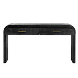 TREXM Unique Retro Silhouette Console Table with Open Style, Two Top Drawers for Entrance, Dinning Room, Living Room (Antique Black)