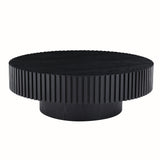 31.49'' Nesting Round Wood Coffee table for Apartment, Modern Living Room Coffee Table with Sturdy Pedestal ,BLACK (Same Sku:W876P243950)