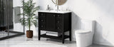 36" Bathroom Vanity with Sink, One Cabinet and Three Drawers, Solid Wood and MDF Board, White (Old Sku:SY999505AAK-6)