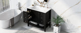 36" Bathroom Vanity with Sink, One Cabinet and Three Drawers, Solid Wood and MDF Board, White (Old Sku:SY999505AAK-6)