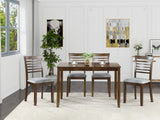 5 Piece Modern Dining Set, Rectangular Wooden Dining Table with 4 Upholstered Chairs for Kitchen, Dining Room, Gray