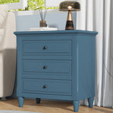 U_STYLE 28''painted Nightstand with 3 Drawers and Smooth Gliding Rails ,Simple Bedside Cabinet with Metal handle, Minimalist Sofa Side Table with rubber legs for Bedroom Sofa Couch Office