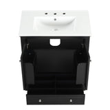30" Bathroom Vanity with Sink Combo, Multi-functional Bathroom Cabinet with Doors and Drawer, Solid Wood and MDF Board, Black