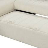 82.6" L-shaped Sectional Pull Out Sofa Bed Sleeper Sofa with Two USB Ports, Two Power Sockets and a Movable Storage Ottoman, Beige