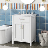 24"Bathroom Vanity Combo with Ceramic sink, Luxurious Space-Saving Vanity - W24"*D18"*H34"inch, 2 Soft Close Doors
