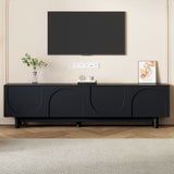 ON-TREND Cream Style TV Stand with Arched Doors & 2 Drawers for TVs up to 75", Minimalist Media Console with Rebound Device, Entertainment Center with 5 Iron Round Legs for Living Room, Bedroom, Black