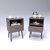Two sets of Nightstand,modern style bedside table, With storage drawers and open wooden shelves, Suitable for living rooms, Bedrooms and small spaces. Decorative bedside tables in two sets, Easy to as