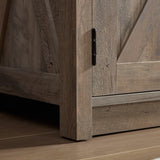 Farmhouse Barn door TV Media Stand Modern Entertainment Console for TV Up to 65" with Open and Closed Storage Space, Gray Wash, L57.87*W15.75*H30.31