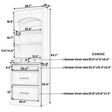 [Assembly Video Provided] TOPMAX Modern 83.7inch High Kitchen Pantry, Freestanding Tall Kitchen Hutch with Faux Marble Top, Display Cupboard Cabinet with 5 Storage Drawers and Adjustable Shelf, White