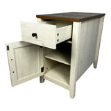 Farmhouse End Table with Charging Station,Night Stand with Barn Door and Drawer, Storage for Bedroom Living Room ,Bedside Table,  Bedside Table Brown+white color