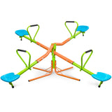 XSS004 outdoor playground four seats seesaw for kids 360 degree rotating sturdy plastic seat seesaw for kids seesaw blue and green for kids age 3+