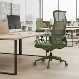 Ergonomic Colorful Office Chair 500lb (About 226.8kg) Home Office Mesh Breathable High Back, With Adjustable Lumbar Support Computer Chair, Integrated Molded Foam Seat Cushion, Fireproof (Green)