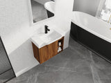 28'' Wall-Mounted Bathroom Vanity with White Ceramic Sink & Soft-Close Door, KD-Packing