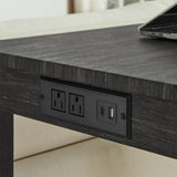59 Inch Bar Table, Dining Table, Sofa Table with Power Outlet, 3 Upholstered Stools, 4 Piece Bar Table and Chair Set for Living Room, Dining Room, Kitchen
