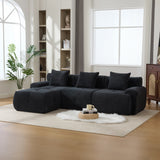 104.3" 4-Piece L Shaped Upholstered Modular Sectional Sofa, Oversized 3-Seater Boneless Convertible Cloud Tufted Couch Set with Deep Seat & Movable Ottoman 3 Pillows for Living Room,No Assembly, Ivory