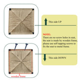 Honey Bar Stools Set of 2 Paper Rope Weave Dining Chairs with Back Hand Weave Stools for Kichen Island, Bar & Counter (Honey)