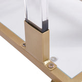 Golden Side Table, Acrylic Sofa Table, Glass Top C Shape Table with Metal Base for Living Room, Bedroom, Balcony Home and Office