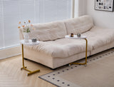 2-pieces White C-shaped Side Table, C Shaped End Table, Side Table for Couch and Bed, Small Side Table for Small Spaces