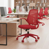 Ergonomic Color Office Chair 500lb (About 226.8kg), Home Office, Mesh Back, Integrated Molded Foam, Comfortable Sitting, Flipping Armrest, Fireproof, Rotating, Lifting Multifunctional Chair (Red)