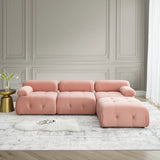 Modular Sectional Sofa, Button Tufted Designed and DIY Combination,L Shaped Couch with Reversible Ottoman, Green Velvet