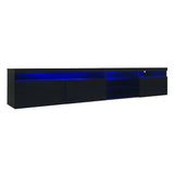 Unique Design TV Stand with 2 Glass Shelves, Ample Storage Space Media Console for TVs Up to 105", Versatile TV Cabinet with LED Color Changing Lights for Living Room, Black (OLD SKU: WF314584AAB)
