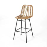 Sawtelle Outdoor Wicker Barstools (Set of 2)