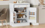 [Assembly Video Provided] TOPMAX Modern Freestanding Kitchen Pantry,Buffet Food Storage, Coffee Bar Cabinet with Drawer, 2 Adjustable Shelves and 2 Door Shelves for Dining, Kitchen, White