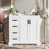 36" Modern Bathroom Vanity with Ceramic Sink, Soft-Close Door, Adjustable Shelf & 3 Drawers, Ample Storage, Elegant Design for Medium to Small Bathrooms